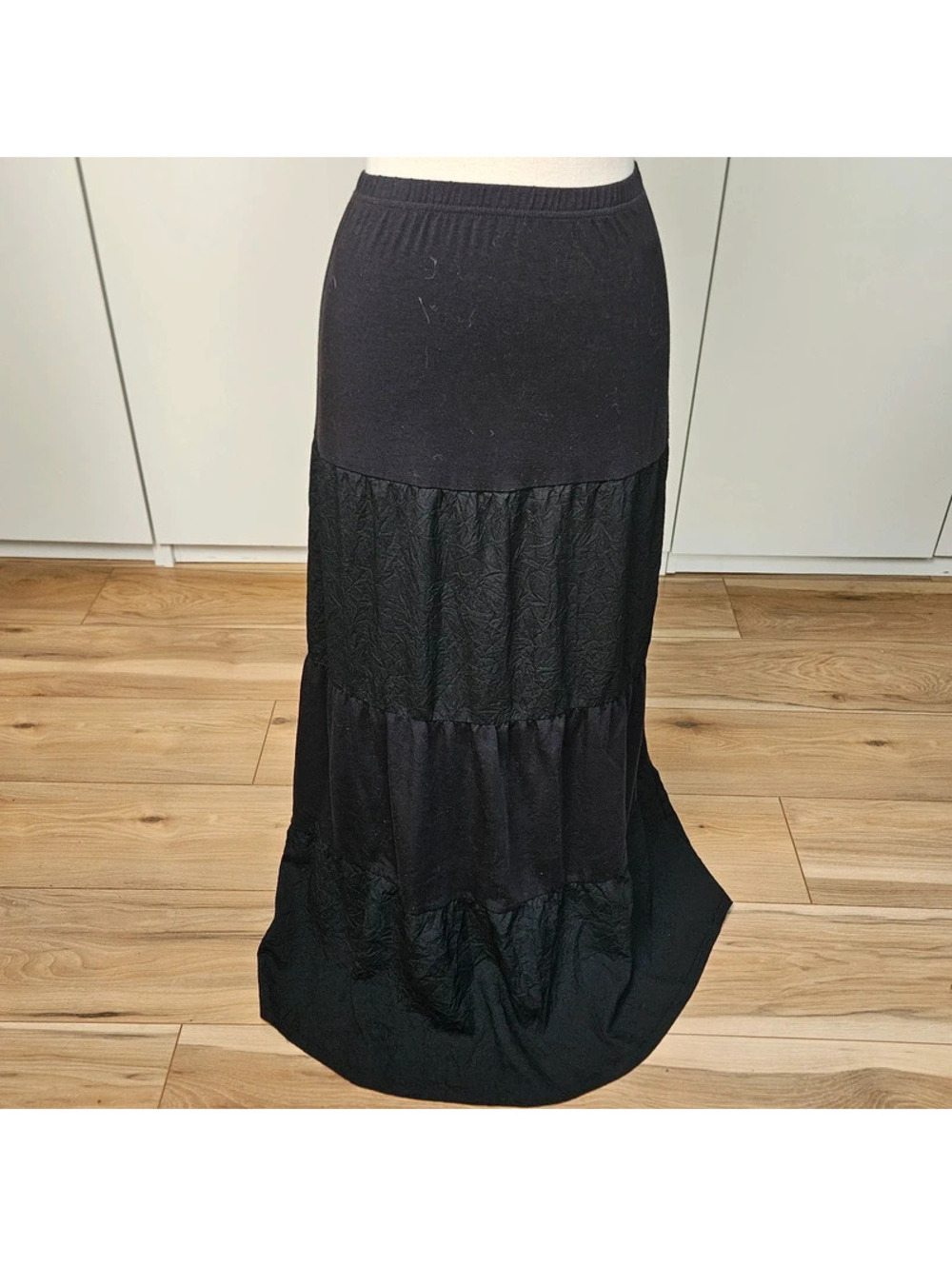 Black tiered maxi skirt